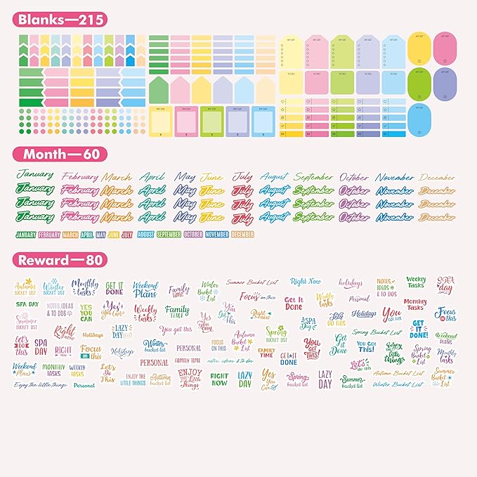 2935 Planner Stickers, Color Coordinating Monthly Functional Stickers Daily Calendar Stickers Aesthetic Note to Do Blank Sticker for Scrapbooks, Planner, Budget, Work, DIY Activity, Diary, Journal