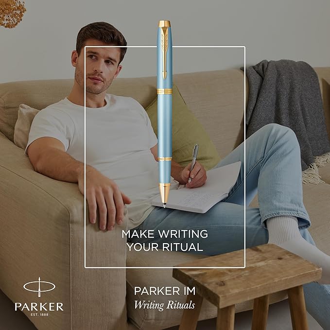 Parker IM Writing Rituals Rollerball Pen | Turquoise Green Finish with Gradient | Gold Trims | Fine Point | Black Ink | Gift Box