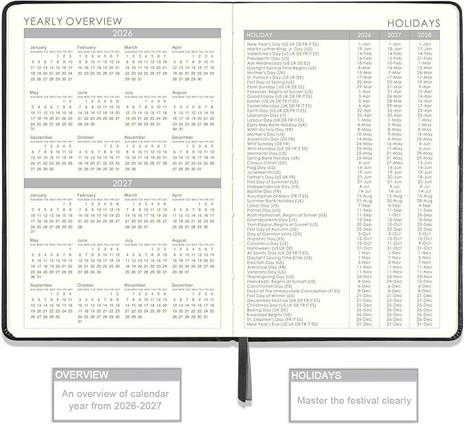 Planner 2026 Weekly and Monthly with Stickers, 5.7" X 8.2", Jan 2026 - Dec 2026, 2026 Calendar Planner, Pen Holder, Inner Pocket, 44 Notes Pages - Blue