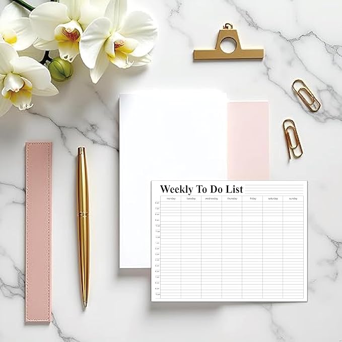 Weekly To Do List notepad, Hourly Schedule, Monday-Sunday, 6am-10pm,Task Planner & Activity Log Notepad – 8.5 x 11” Undated Daily & Hourly Planning Pad, To-Do List, Checklist, Track Time & Tasks, ADHD Tracker – Organize Workday, Boost Productivity