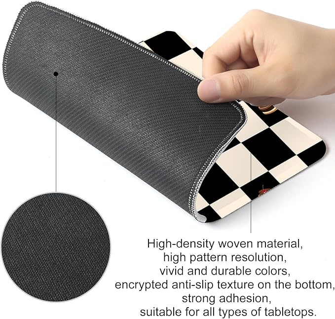 Square Mouse Pad with Non-Slip Rubber Base,Home Office Decoration Desktop Accessory, Laptop Mouse Pad for Office Laptops,9.4x7.8x0.12in(Black and White Checkered 2)