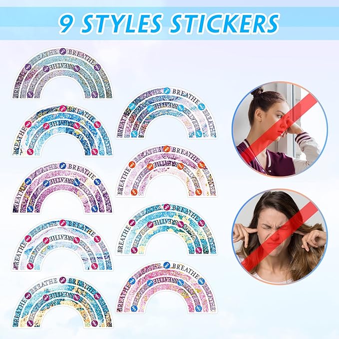 36 Pcs Sensory Strips Infinity Rainbow Anxiety Mindfulness Stickers Adults Stress Breathing Stickers Fidget Adhesives Rough Textured Tape for Classroom Desk Office Computer(Minimalist)