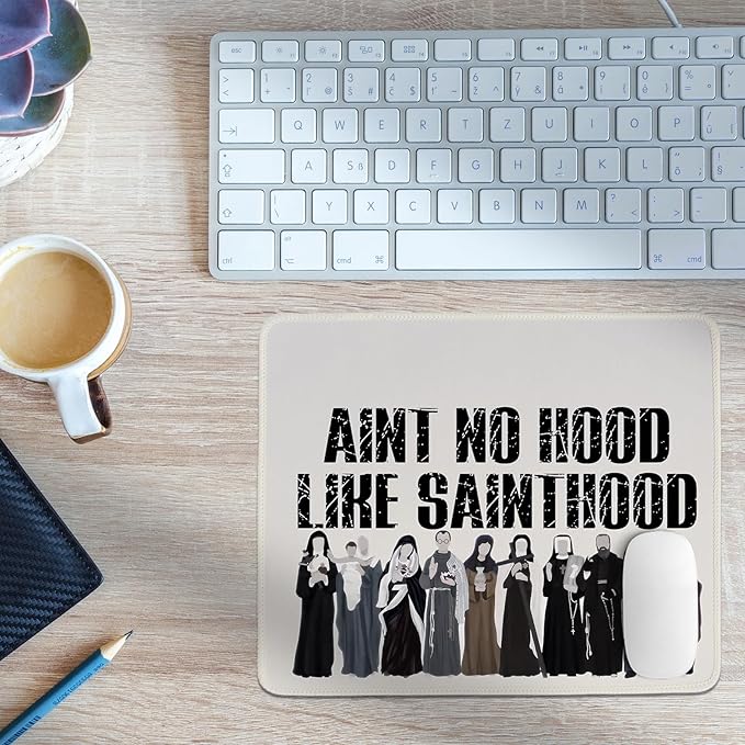 Catholic Desk Mat,Retro Christian Themed Mouse Pad,Religious Mouse Pads,Vintage Easter Mouse Pads for Dorm Home Office Desktop Decor,Catholic Gift For Women11.8x9.8 Inch