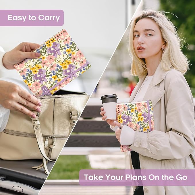 2026 Planner, Weekly and Monthly Calendar Planner Book, January 2026 - December 2026, Hardcover Spiral Planner with Monthly Tabs, Notes Pages, Perfect for Women & Men, A5 (6.4" x 8.5") - FLoral