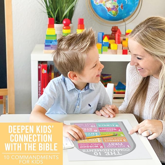 Hadley Designs Sunday School Decorations for Classroom – 9 Bible Posters for Kids, 11x14in Books of the Bible Poster, 10 Commandments, Fruits of the Spirit & More – Pastel Christian Classroom Decor