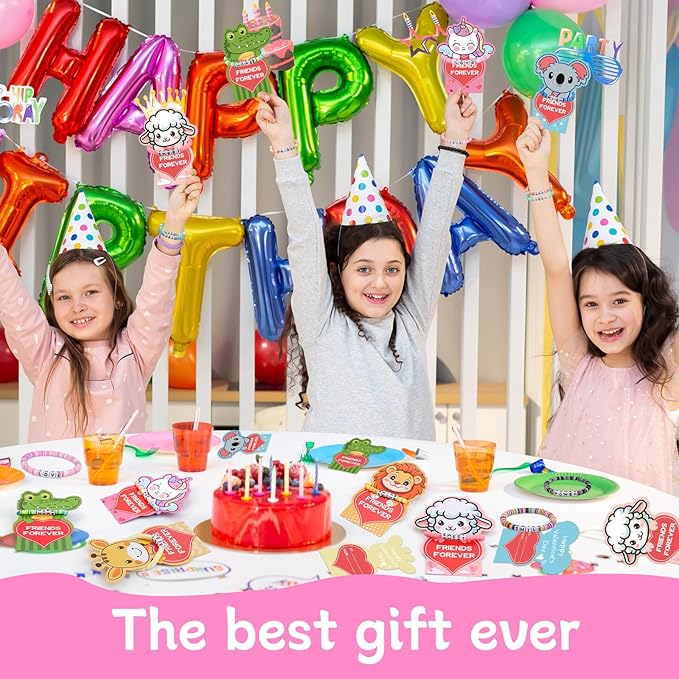 CZWZ 36 Pack Valentine's Day Cards for Kids School Bulk, 18 Styles Friendship Bead Bracelets with Class Valentines Day Gifts Animal Design Valentines Cards for Kids Classroom