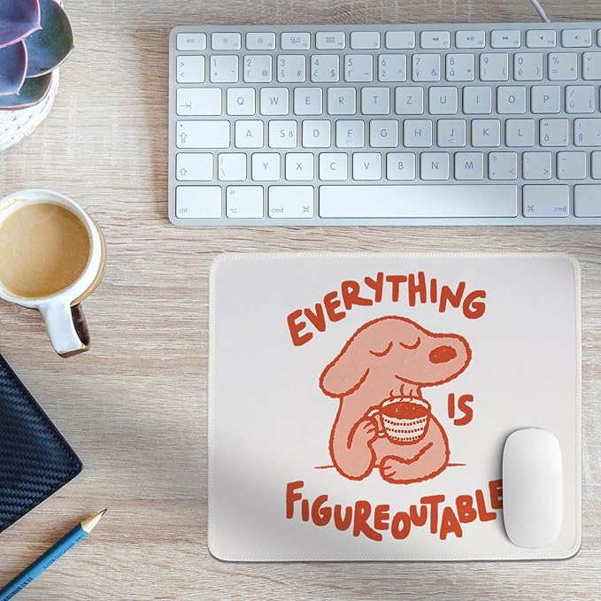 Cute Dog Mouse Pad,Positive Affirmations Mouse Pads,Kawaii Motivational Desk Mat For Home Office Dorm Desktop Decor,Dog Lover Gift,Everything Is Figureoutable,10.2x8.2 Inch