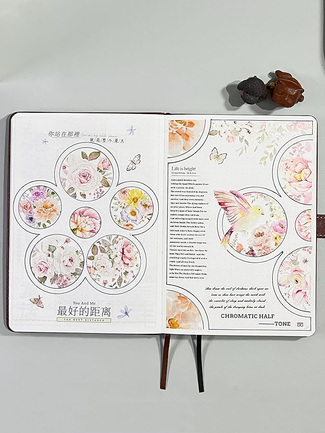 WT Pre-Cut Pink Velvet Wide PET Tape, Single Roll, Original Designs, Transparent Floral Adhesive, Durable Decorative Clear Tape for Journaling, Scrapbook, Planner, DIY Crafts, Bujo Supplies, 60mm×5m