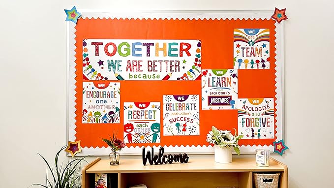 Sproutbrite Classroom Banner Decorations and Poster Bulletin Board Set - Together We Are Better