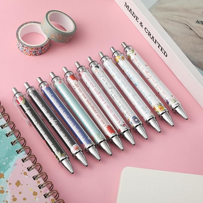 Mr. Pen- Christian Pen Set, 50 Pack, Black Ink, Opulent Blooms, Bible Verse Pens Ballpoint Bulk