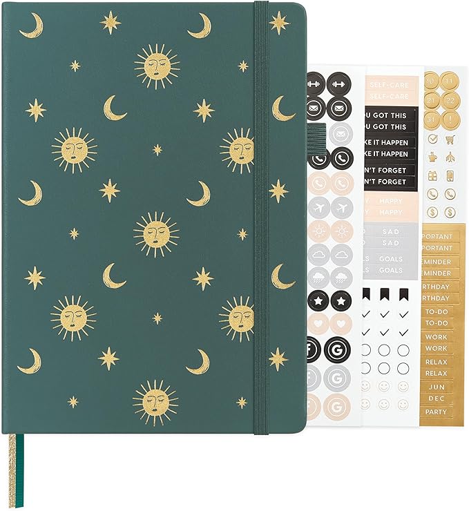&And Per Se Dotted Journal Notebook, A5 Hardcover Bullet Dotted Journal, 160 Pages 100 gsm Thick Paper, 3 Sheets of Stickers Included - 5.7'' x 8'' (Celestial Green)
