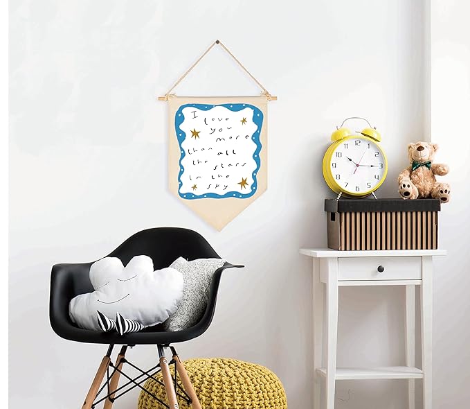 Boho Banner Flag Sign Pennant Poster Wall Decor Gift for Nursery Baby Room Bedroom Above Crib Playroom Door-I Love You More Than All the Stars-Positive Quote-Baby,Shower,Birthday Christmas Gift