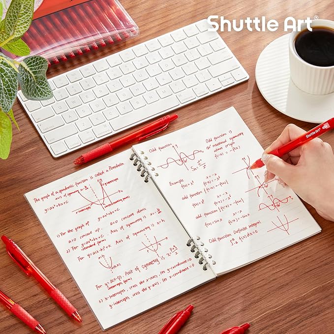 Shuttle Art Red Gel Pens, 20 Pack Retractable 0.7mm Medium Point Rollerball Red Ink Pens Smooth Writing with Comfortable Grip for Writing Journaling Taking Notes Office School Home