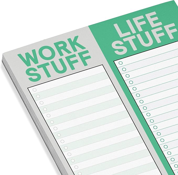 Knock Knock 1-Count Work Stuff Life Stuff Perforated Note Pad, To Do List Planner for Work & Daily Life, 60 Perforated Sheets, 6 x 9-Inches Each
