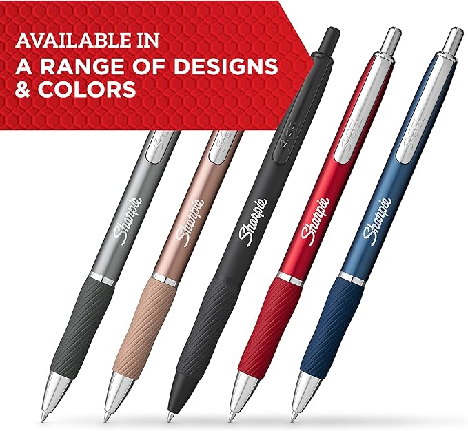 Sharpie S-Gel Gel Pens Sleek Metal Barrel Gunmetal Medium Point (0.7mm) Black Ink,4 Count (Pack of 2)