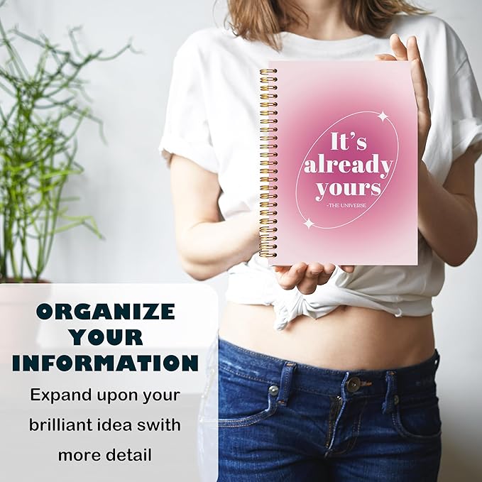 BearCake Preppy Pink Aura Notebook Journal, It's Already Yours Inspirational Notebook, Pink Office Supplies Aesthetic Desk Accessories for Women, Hardcover Spiral Notebook 5.5x8.3