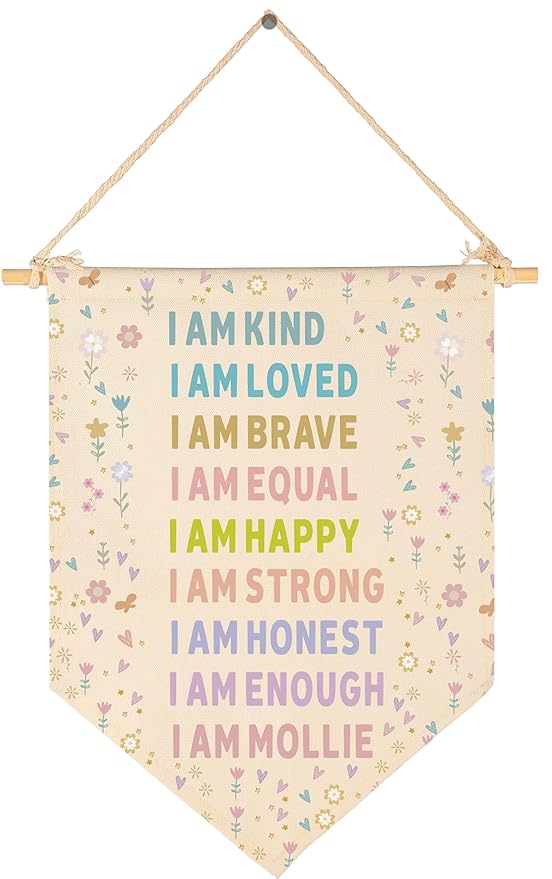 Banner Flag Sign Pennant Poster Wall Decor Gift for Classroom Nursery Baby Room Playroom Reading Room Bedroom Door Above Crib Boy Girl Kids-Baby,Shower,Birthday Christmas Gift-I Am Kind I Am Loved