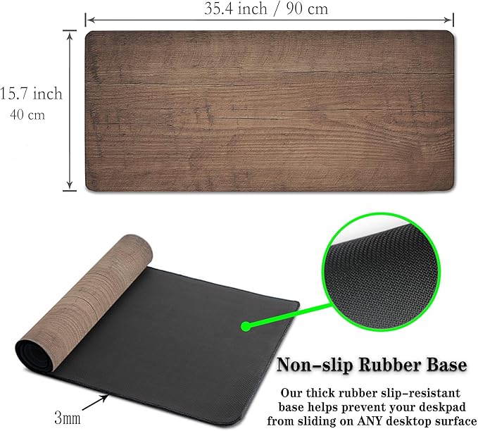 Gaming Mat 3XL Mouse Pad, Keyboard Mouse Pad Large Office Mousepads, Renmture Desk Pad Non-Slip Rubber Base Waterproof with Stitched Edges, 35.4 X 15.7 inch for Work/Game/Office/Home Board