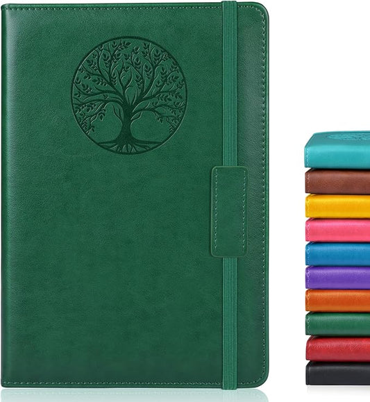 Biuwory Graph Paper Notebook Journal for Women Men,160 Pages Hardcover Grid Notebooks for Work & School,Leather Journals for Writing, Graphing Paper Notebook 5.7"×8.3" (Green)