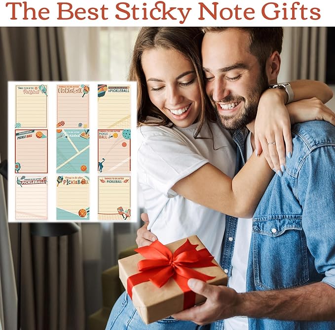Pickleball Sticky Notes Gifts - 9 Pack Funny Pickleball Notepads 3x4 Inches, Sport Themed Self-Adhesive Memo Mini Pads, Office School Supplies Gifts for Men Women (450 Sheets)