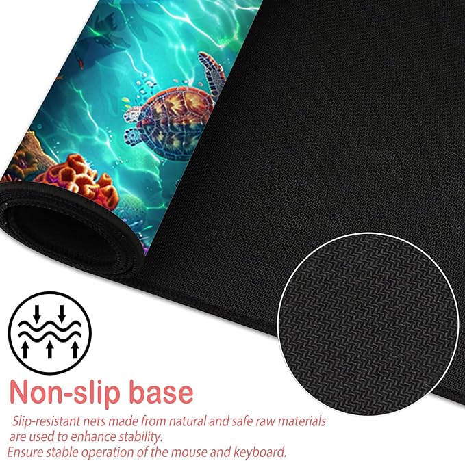 Nuxovilar Professional Large Mouse Pad & Computer Game Mouse Mat (35.4x15.7IN, Vibrant Underwater World Art) (90 * 40cm Vibrant Underwater World)