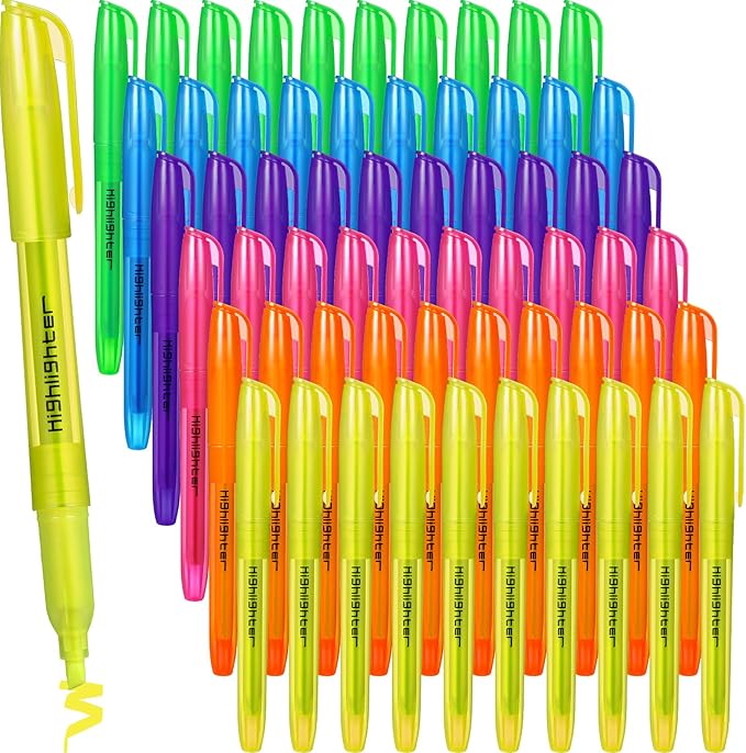 Thenshop 60 Pcs Highlighter Assorted Colors Bulk Colorful Highlighter Markers Bulk Pack Chisel Tip Fluorescent Pens for Office Supplies