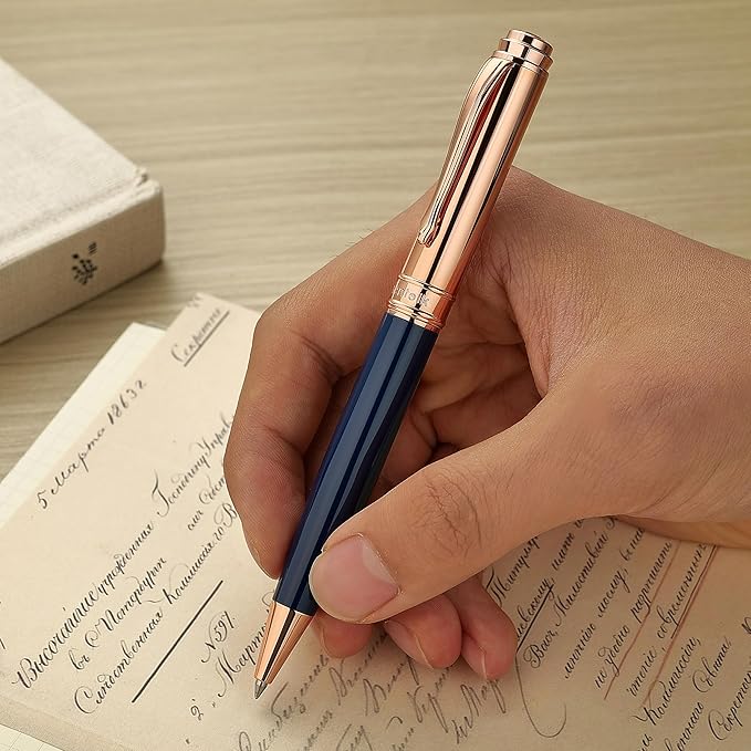 Luxury Gel Pen, Top Set With 8mm Brilliant Diamond,Bright Orange Pen Lacquer,Rose Real Gold Finish, Black Refill,Elegant Gift Pen For Women, Unique, Office,Nice Designer Pens