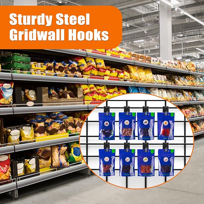 35 Pcs Gridwall Hooks, 8 Inch Metal Grid Hooks for Retail Garage Workspace Home Organization, Grid Wall Panels Accessories, Display Hooks Hangers for Clothes Painting Photography Canvas