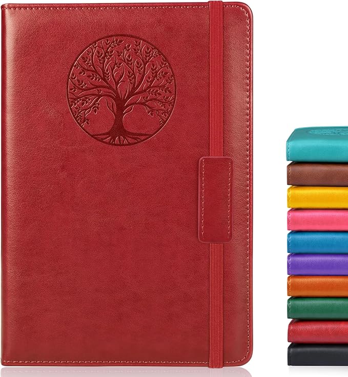 Biuwory Blank Journal Notebook for Women Men, Hardcover Leather Sketchbook 5.7"×8.3", 160 Pages Unlined Sketch book for Drawing, Writing, Travel, School & Work,Journaling Notebooks(Winered)
