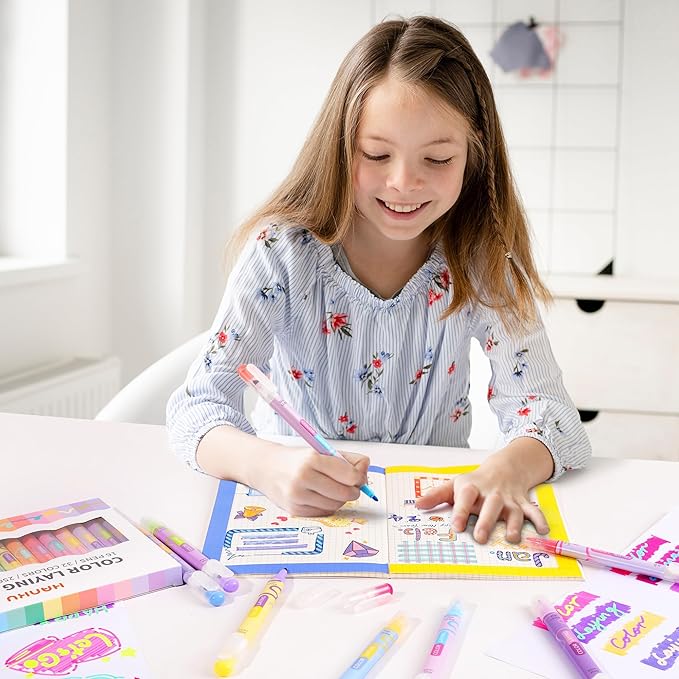 Color Layering Double Sided Markers,16pcs 32Colors Dual Tip Magic Markers,Broad and Fine Tips,Color Changing washable markers,Dry-Quickly Non-Toxic Pens for Bullet Journal,Coloring books
