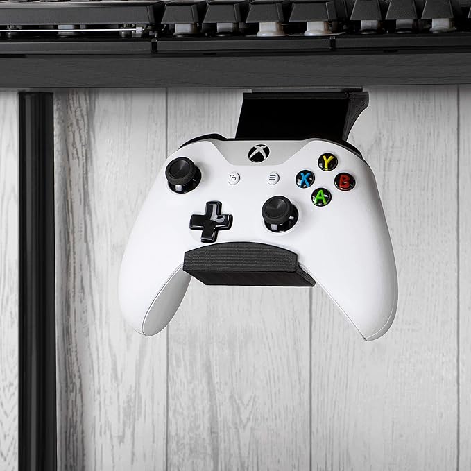 BRAINWAVZ Gamepad Under The Desk Mount Holder Hanger for XBOX One, Switch, PS4, PC, Steam, Steelseries & Most Game Controllers, No screws, VHB Tape (Black, Improved Adheasion Nov2019)