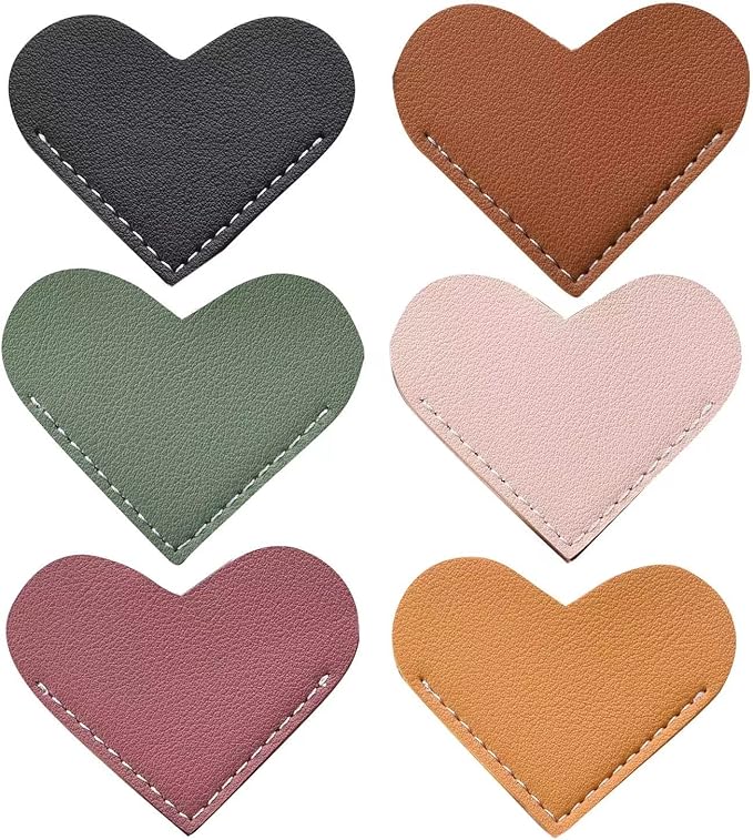 Leather Heart Bookmarks, Wayzton Corner Page Book Accessories for Women, Kids, Cute Handmade Reading Gifts