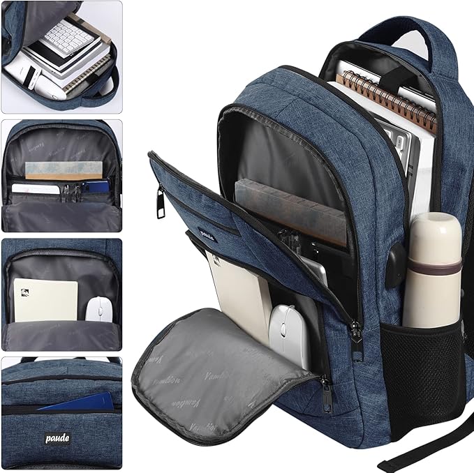 Paude Backpack School, Laptop, Bookbag for Teen Boys 15.6 Inch College, Business, Work, Travel (Blue, 15.6 inch)