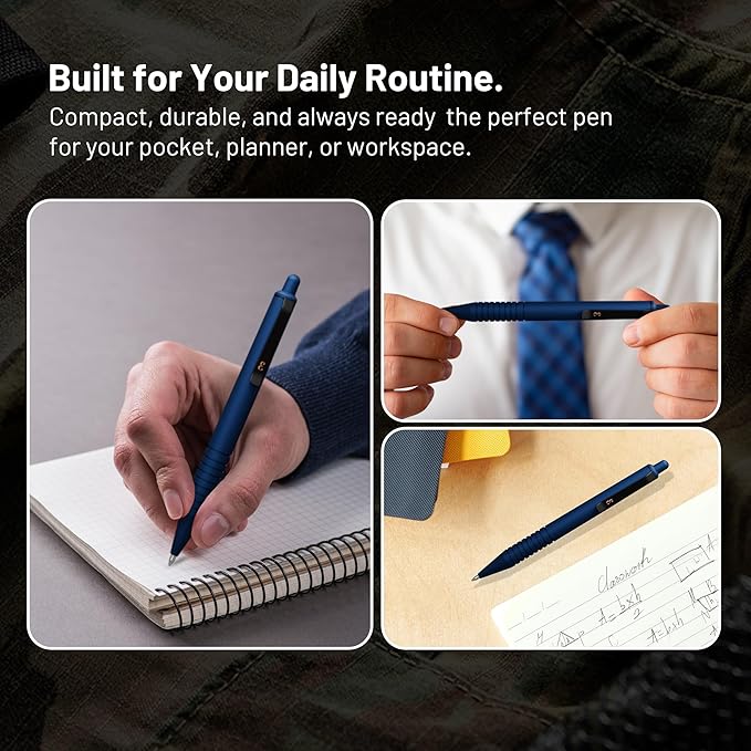 Everyman Midnight Super Matte Mini Click Pen | Compact Refillable 0.7mm Gel Pen with Premium Grip | Pocket-Size Metal EDC Pen for Travel, Office, Journaling & Everyday Writing