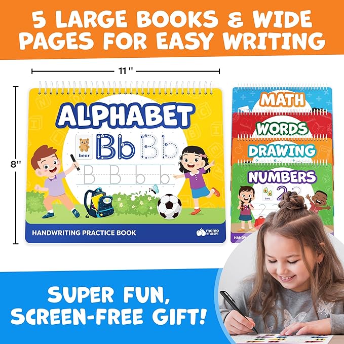 Magic Grooved Writing Practice for Kids Age 3-5 - Grooved Writing Books for Kids 3-5 - Handwriting Practice for Kids 5-7 - Preschool Tracing Books, Toys for 4 Year Old - Easter Gifts