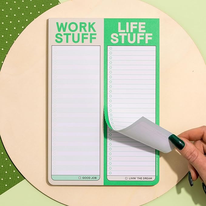 Knock Knock 1-Count Work Stuff Life Stuff Perforated Note Pad, To Do List Planner for Work & Daily Life, 60 Perforated Sheets, 6 x 9-Inches Each