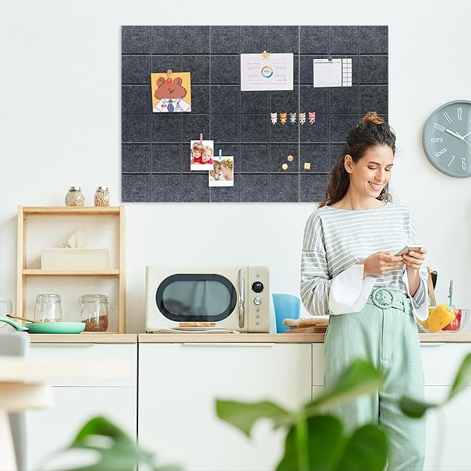Large Cork Board for Walls, Yunihome 6 Pack 36" x 24" Felt Bulletin Board Wall Tiles for Home Kitchen School Office Wall Decor with Assorted Colors DIY Decorative Push Pins Sets
