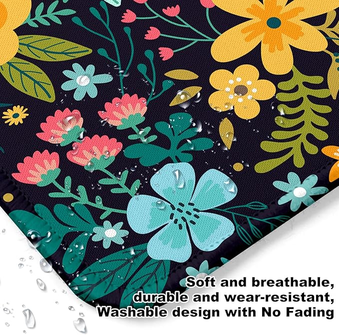 Flower Square Mouse Pad,Non-Slip Rubber Base Mouse Pad,Home Office Decoration Desktop Accessory,Laptop Mouse Pad for Office Laptops,9.4x7.8x0.12inch 5