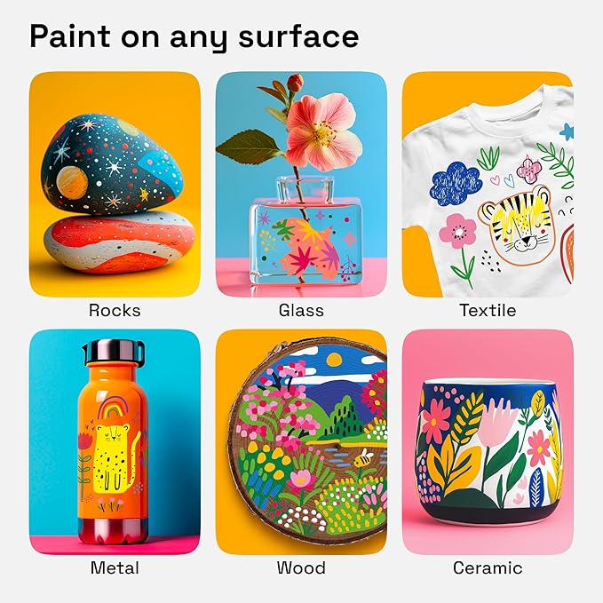 ARTISTRO 72 Acrylic Paint Markers for Rock, Fabric, Wood, Glass, Decoration - Dual-Tip Paint Pens for Coloring Books for Adults, Teens, Kids - Art and Craft Supplies Kit - Gift Idea