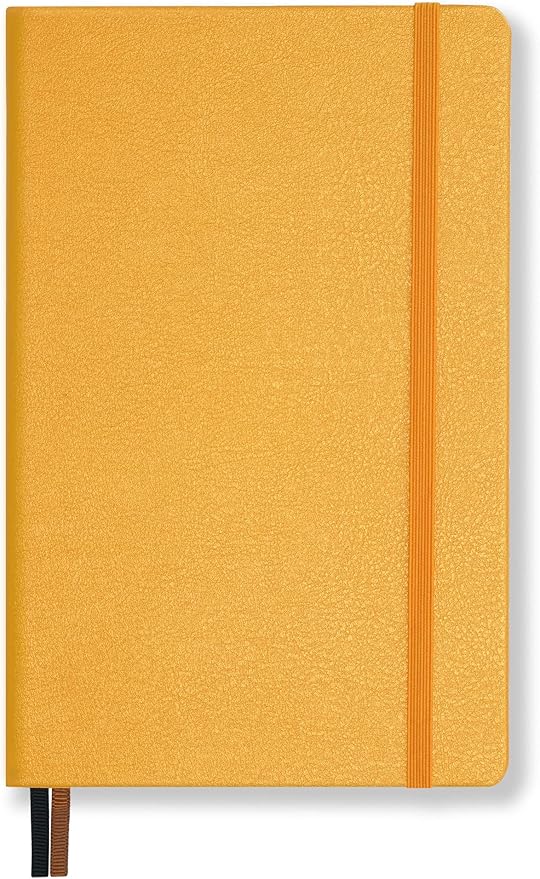 Minimalism Art, Premium Hard Cover Notebook Journal, Classic 5" x 8.3", 122 Numbered Pages, Gusseted Pocket, Ribbon Bookmark, Extra Thick Ink-Proof Paper 120gsm, San Francisco (Dotted, Amber Yellow)