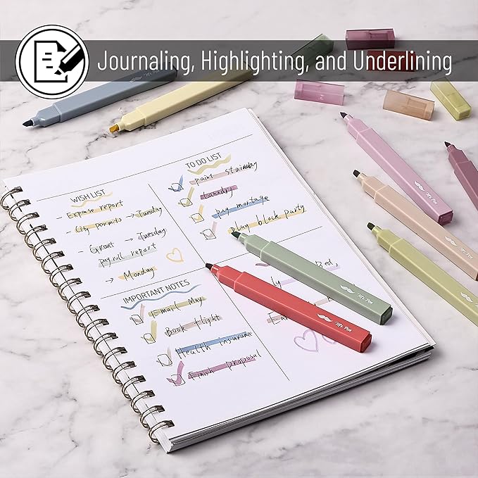 Mr. Pen- Aesthetic Highlighters, 8 Pcs, Chisel Tip, Muted Pastel Color, No Bleed Bible Highlighter Pastel, Assorted Colors