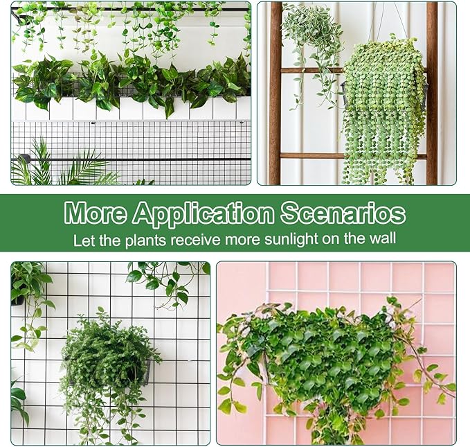 10Pcs Grid Panel Hanging Wire Basket Metal Grid Wall Basket No Drilling Wall Storage Basket for Kitchen, Home Decor Supplies, Potted Plants, Black
