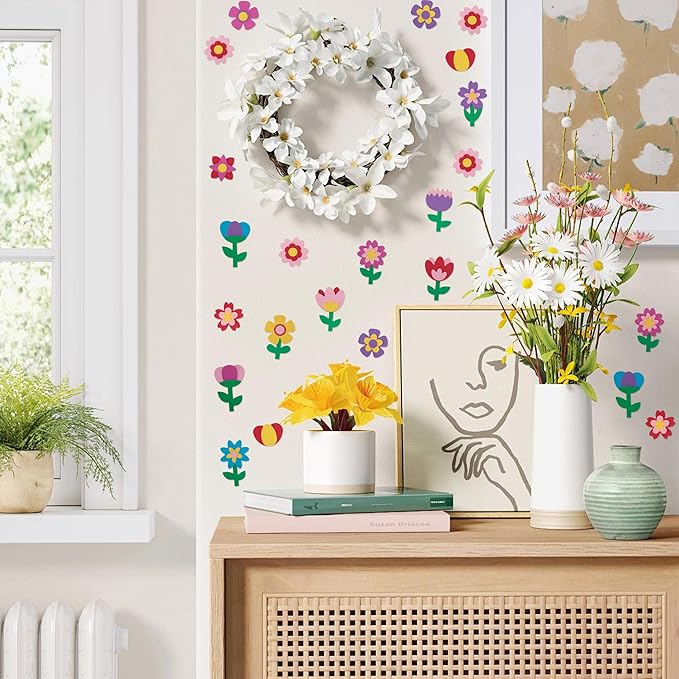 804 Pcs Spring Flower Pre-Cut Cutouts Set, Colorful Floral Paper Cutting, Assorted Flower Leaves Shape Cut-Outs for Spring Party Back to School Bulletin Board DIY Crafts Supplies