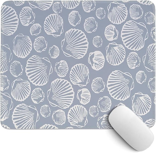 Seashell Mouse Pad,Coastal Beach Mouse Pad,Ocean Beach Seashell Desk Mat,Girly Summer Coastal Mouse Pads for Beachy Room Dorm Home Office Desktop Decor,11.8x9.8 Inch