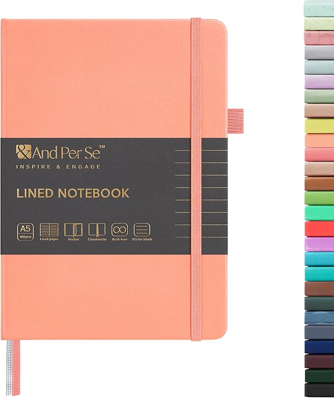 &And Per Se Lined Journal Notebook, 160 Pages, A5 5.7 x 8 inches Hardcover Notebook Journals for Writing, Valentine's Day Gift Journal for Her, Romantic Writing Diary for Women (1 Pack, Peach)