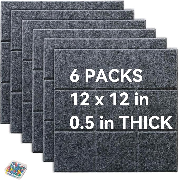 Large Cork Board for Walls, Yunihome 6 Pack 36" x 24" Felt Bulletin Board Wall Tiles for Home Kitchen School Office Wall Decor with Assorted Colors DIY Decorative Push Pins Sets