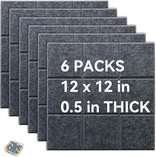 Large Cork Board for Walls, Yunihome 6 Pack 36" x 24" Felt Bulletin Board Wall Tiles for Home Kitchen School Office Wall Decor with Assorted Colors DIY Decorative Push Pins Sets