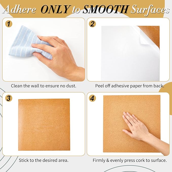 Cork Board Tiles 12 x 12 in 0.5 in Thick Square Bulletin Boards Cork Tiles Bulk with Push Pins Mini Natural Self Adhesive Backing Corkboards for Wall Home Office Floor DIY(36 Pcs)
