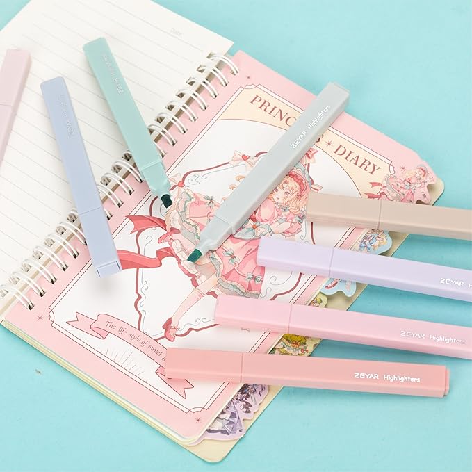 ZEYAR Aesthetic Cute Highlighter Pens, Cream colors, Chisel Tip, Water Based, Quick Dry, No Bleed for bible, four seasons color series (8 Spring Colors)