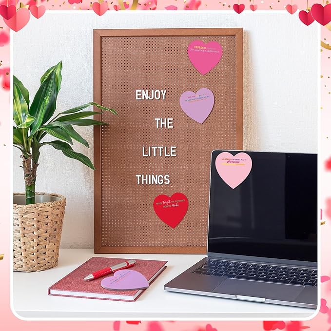 Teling 24 Pack Valentine's Day Sticky Notes Heart Shape Sticky Notes 3 x 3 Inch Thank You Notepads Bulk Cute Memo Pads for Valentines Party Gifts School Office Supplies (Red Pink Purple)